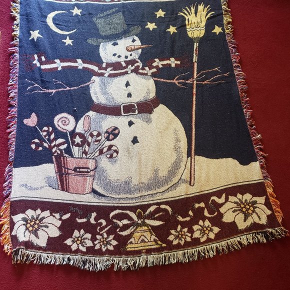 Excellent Condition, VINTAGE Christmas Themed Throw "Frosty The Snowman" - Picture 11 of 12